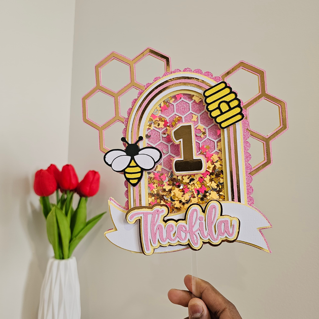 Personalised Honey Bee Shaker Cake Topper
