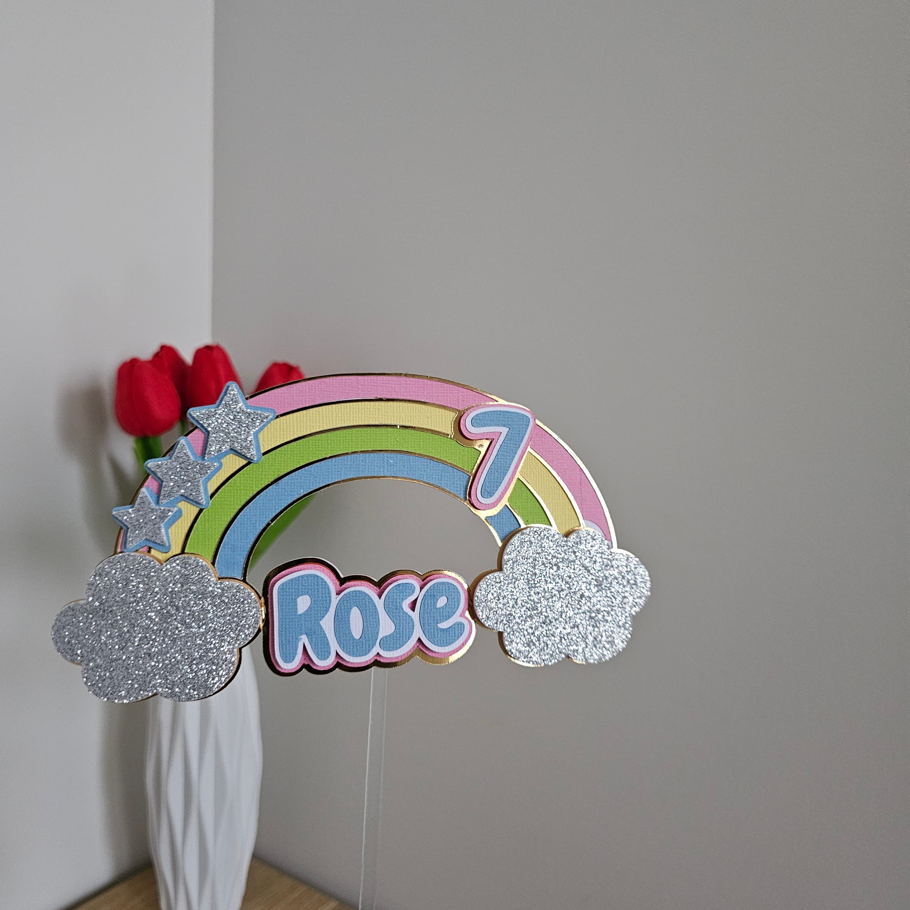 Personalised Rainbow Cake Topper